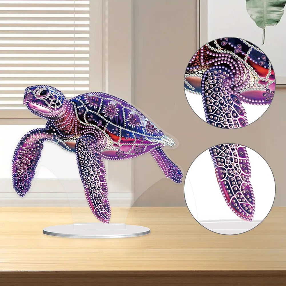 5D DIY Diamond Art Tabletop Decorations Acrylic Special Shape Sea Turtle Animals Diamond Painting Desktop Decorations for Home