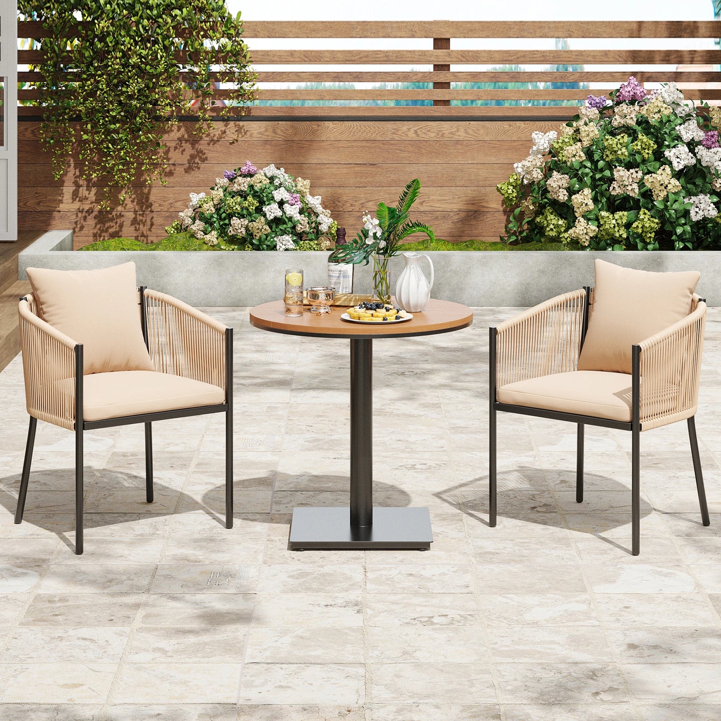 Set Of 2 Outdoor Rattan Wicker Patio Chairs For Garden