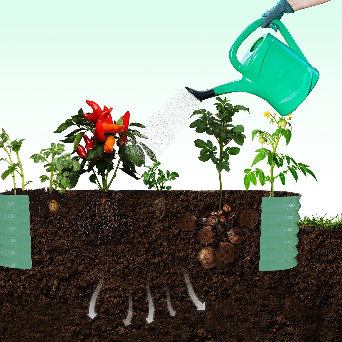 HiMiss Galvanized Steel Raised Garden Bed With Arch Trellis