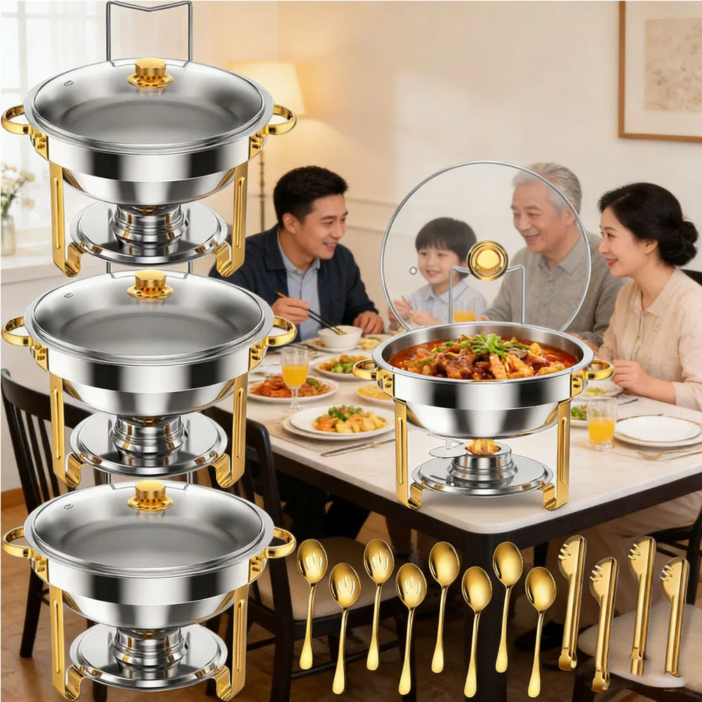 HiMISS Stainless Steel Chafing Dish Buffet Set With Glass Lids