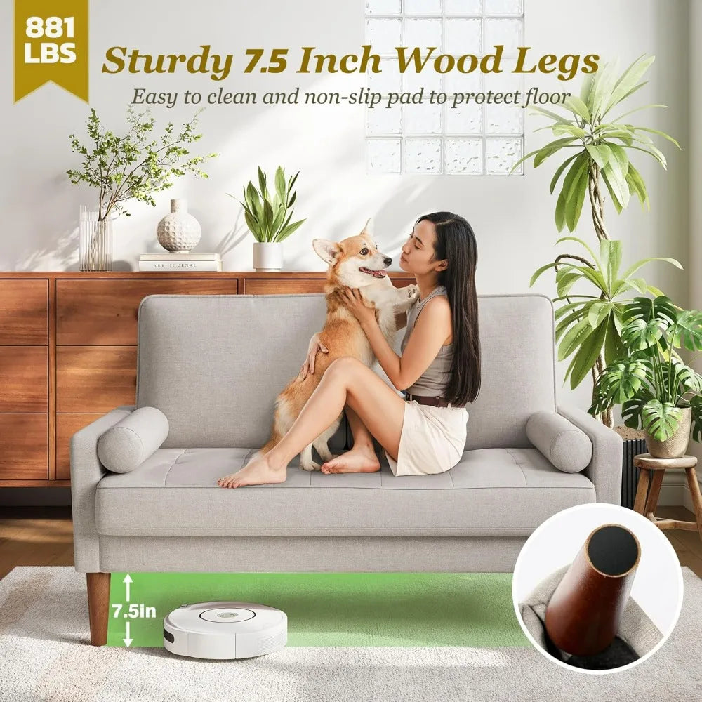 Vesgantti Mid Century Modern Loveseat Sofa With Solid Wood Legs