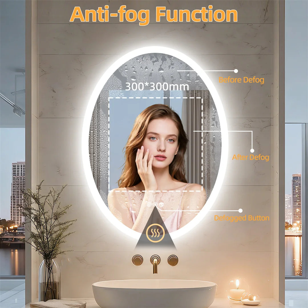 LUVODI Bluetooth LED Bathroom Mirror With Fogless Smart Memory Dimming