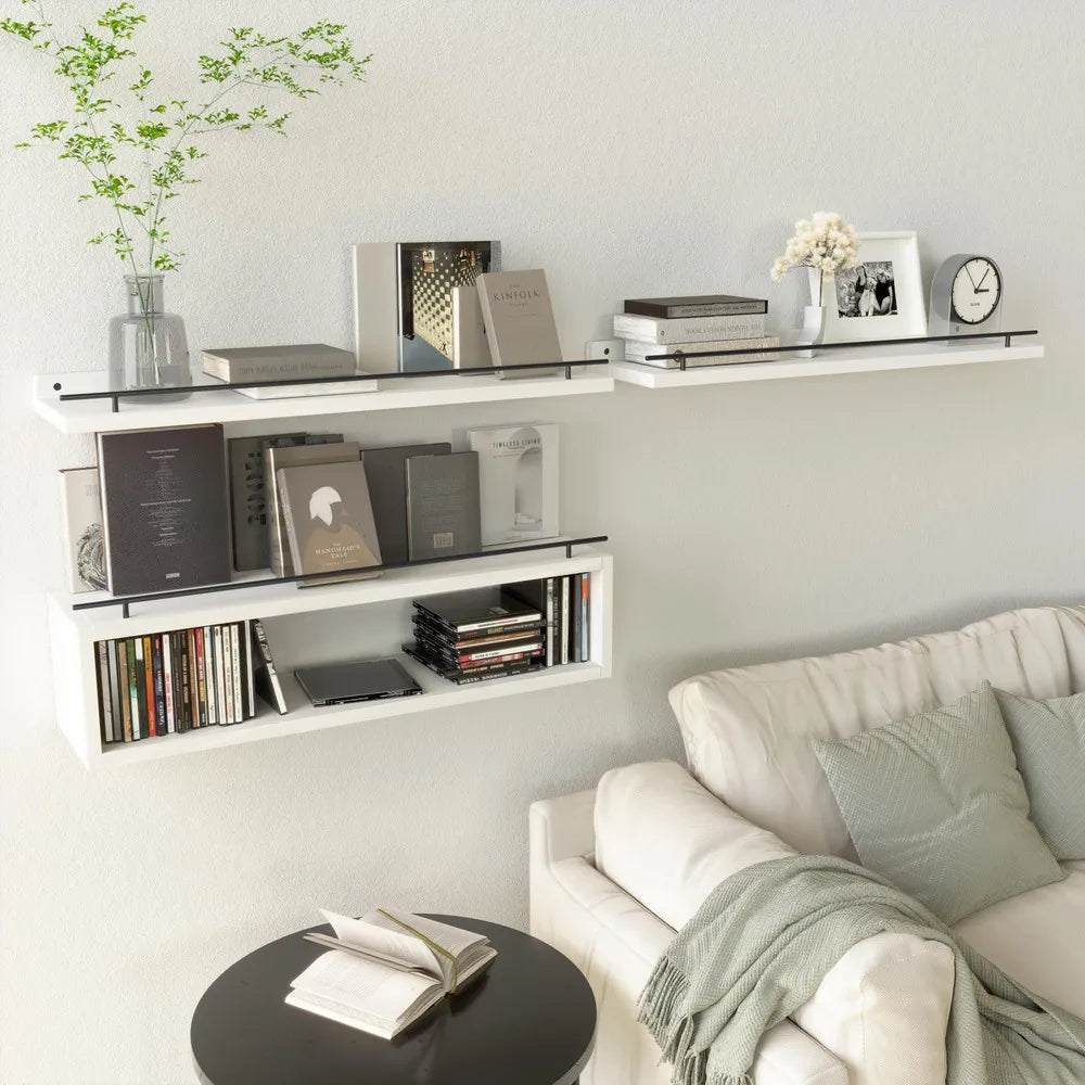 Wall Mounted Wooden Bathroom Shelf With Guardrail And Paper Rack