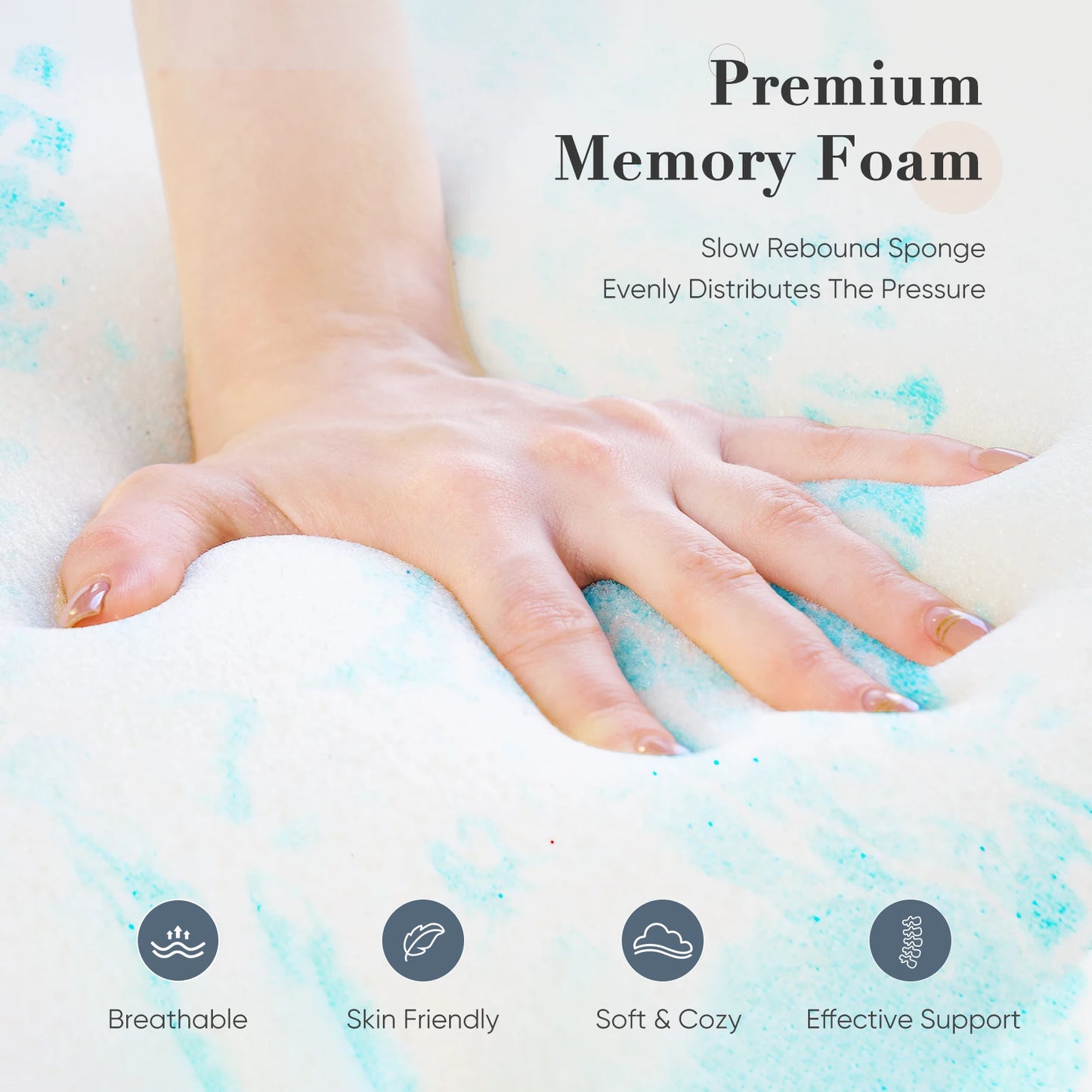 JHK Memory Foam Mattress Topper Gel Cooling For Bedroom