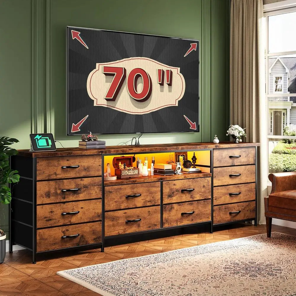 LISM TV Stand With LED Lighting, Storage, Power Outlets