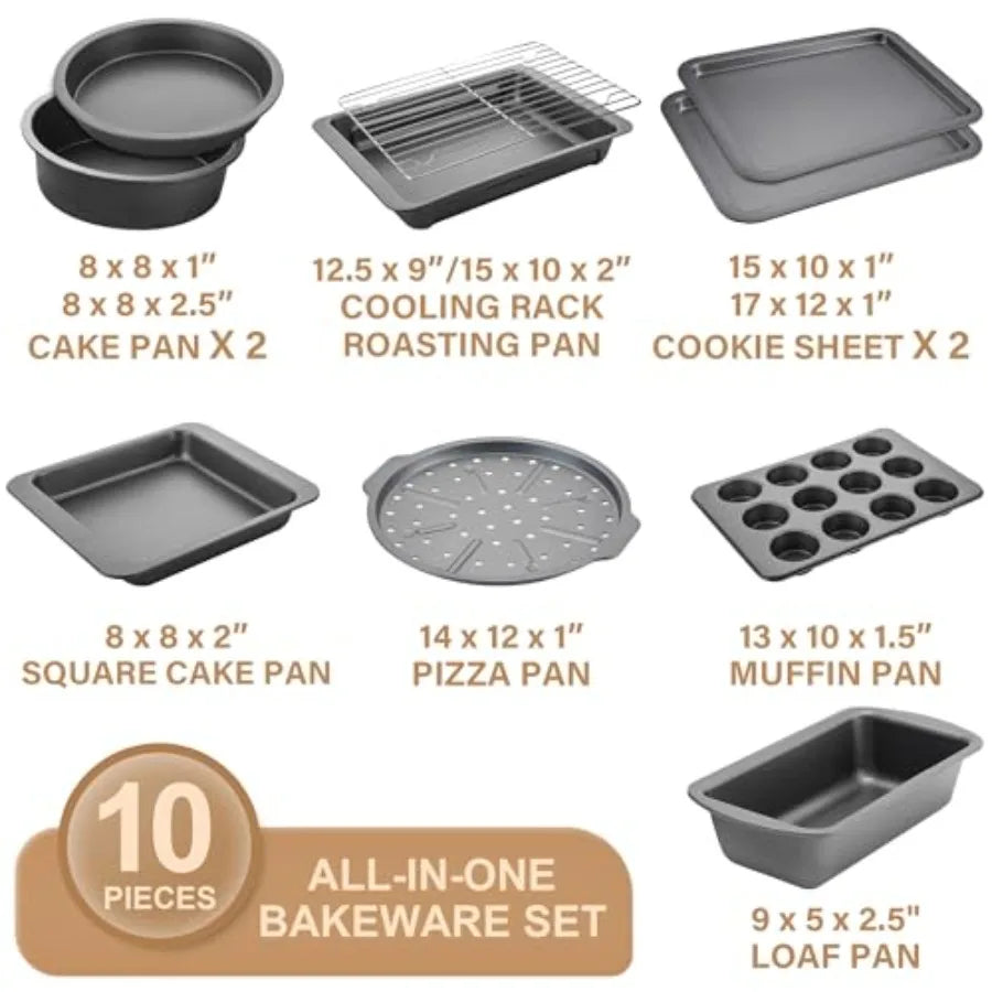 Nonstick Bakeware Set With Rack Includes Cookie Sheet Cake Pan