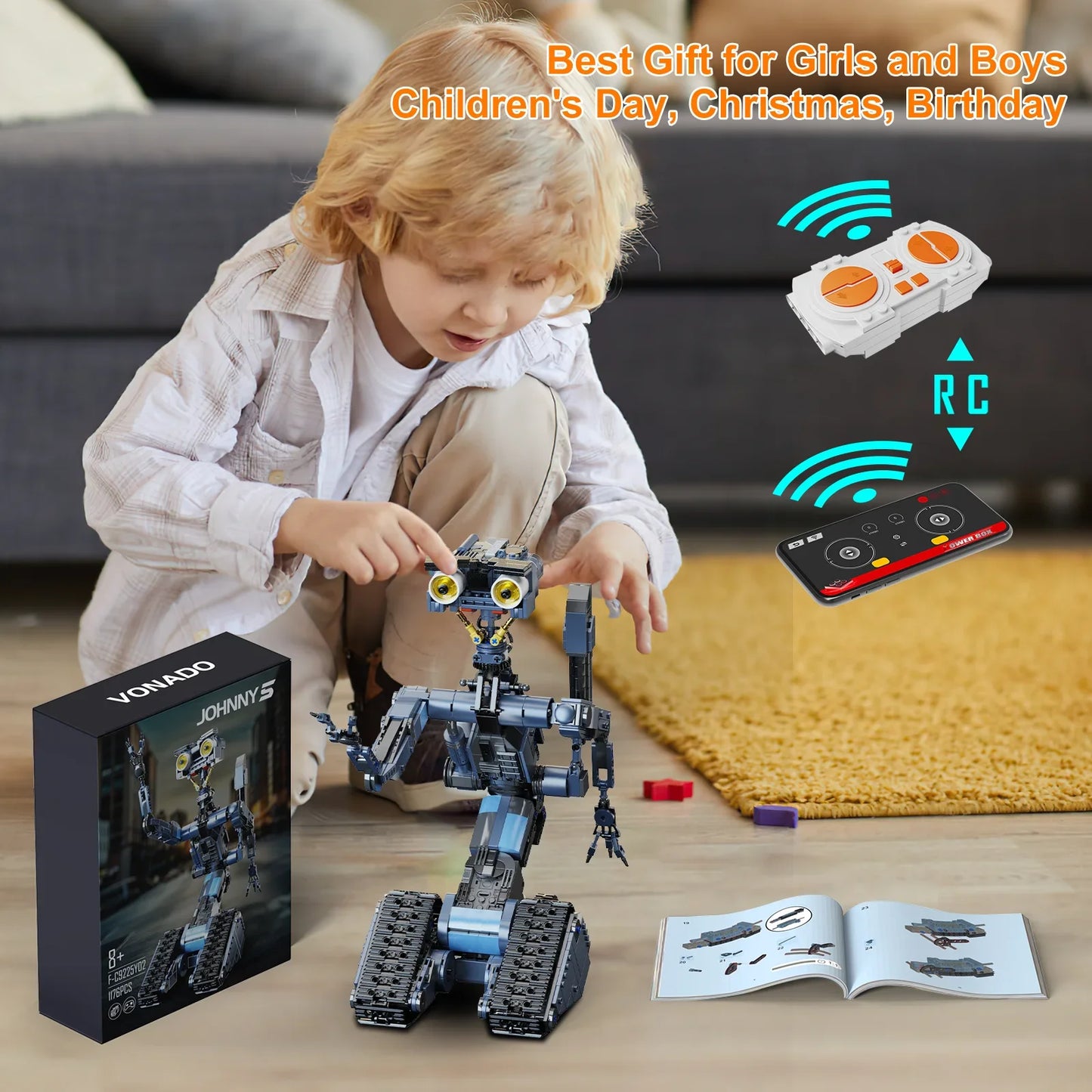 BuildMoc Johnny Five Robot Building Blocks Set Figure Toys Gift