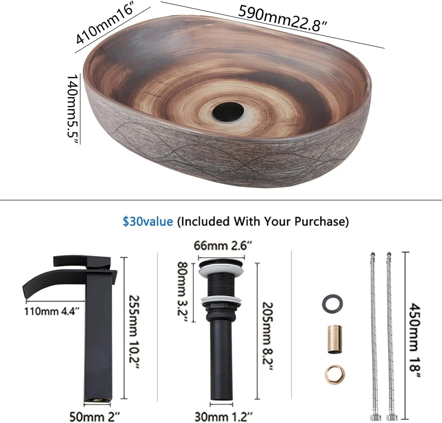 Mekkhalas Premium Ceramic Oval Vessel Sink For Home