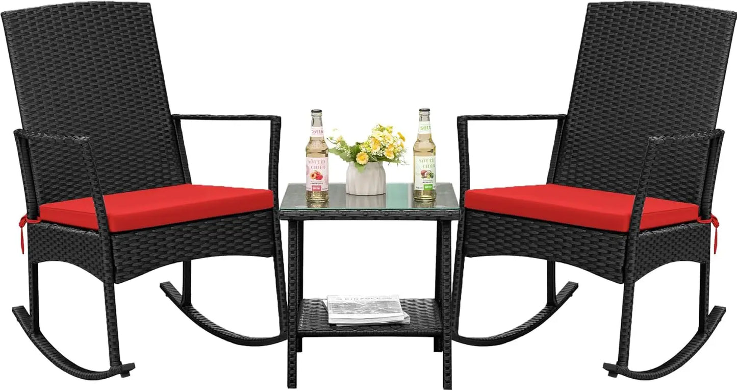 Flamaker Outdoor PE Rattan Rocking Chair With High Back Patio