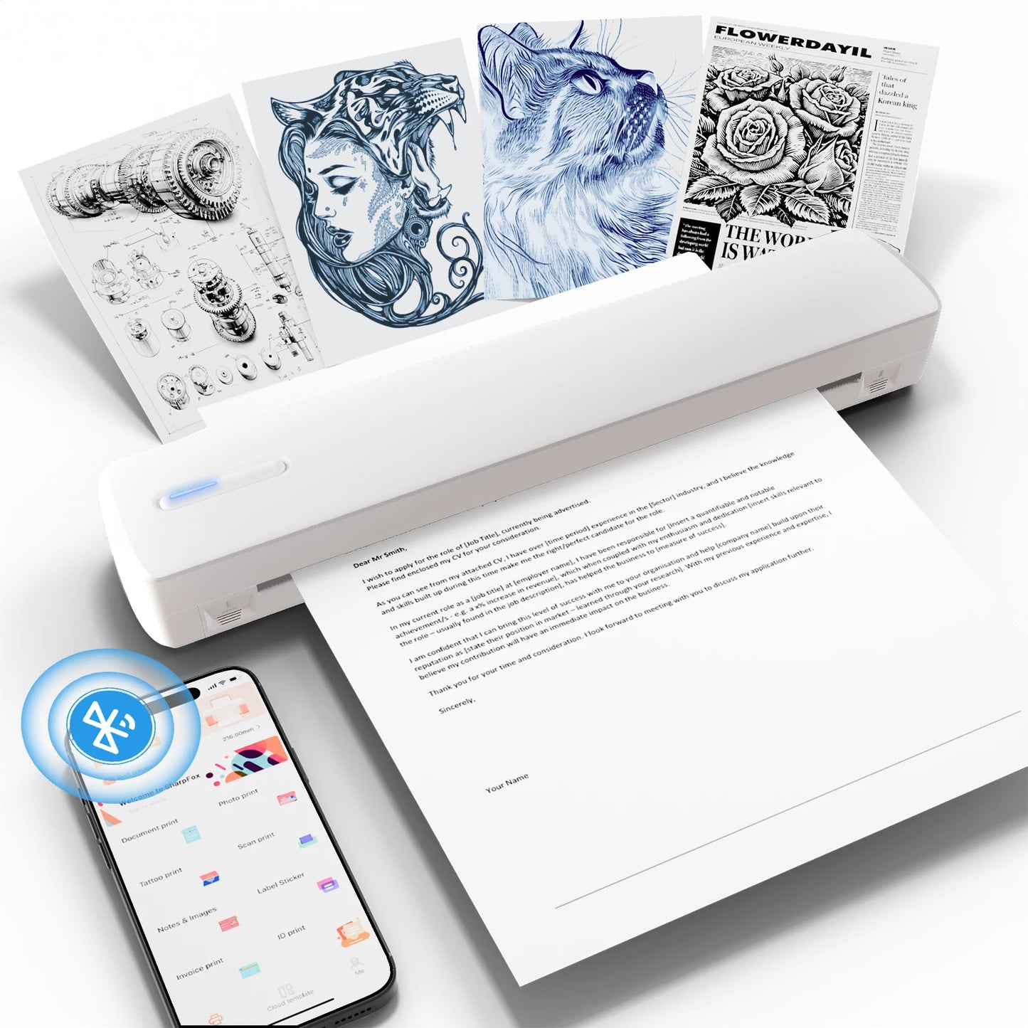 TakeYou Portable Wireless Inkless Thermal Printer Bluetooth 300DPI