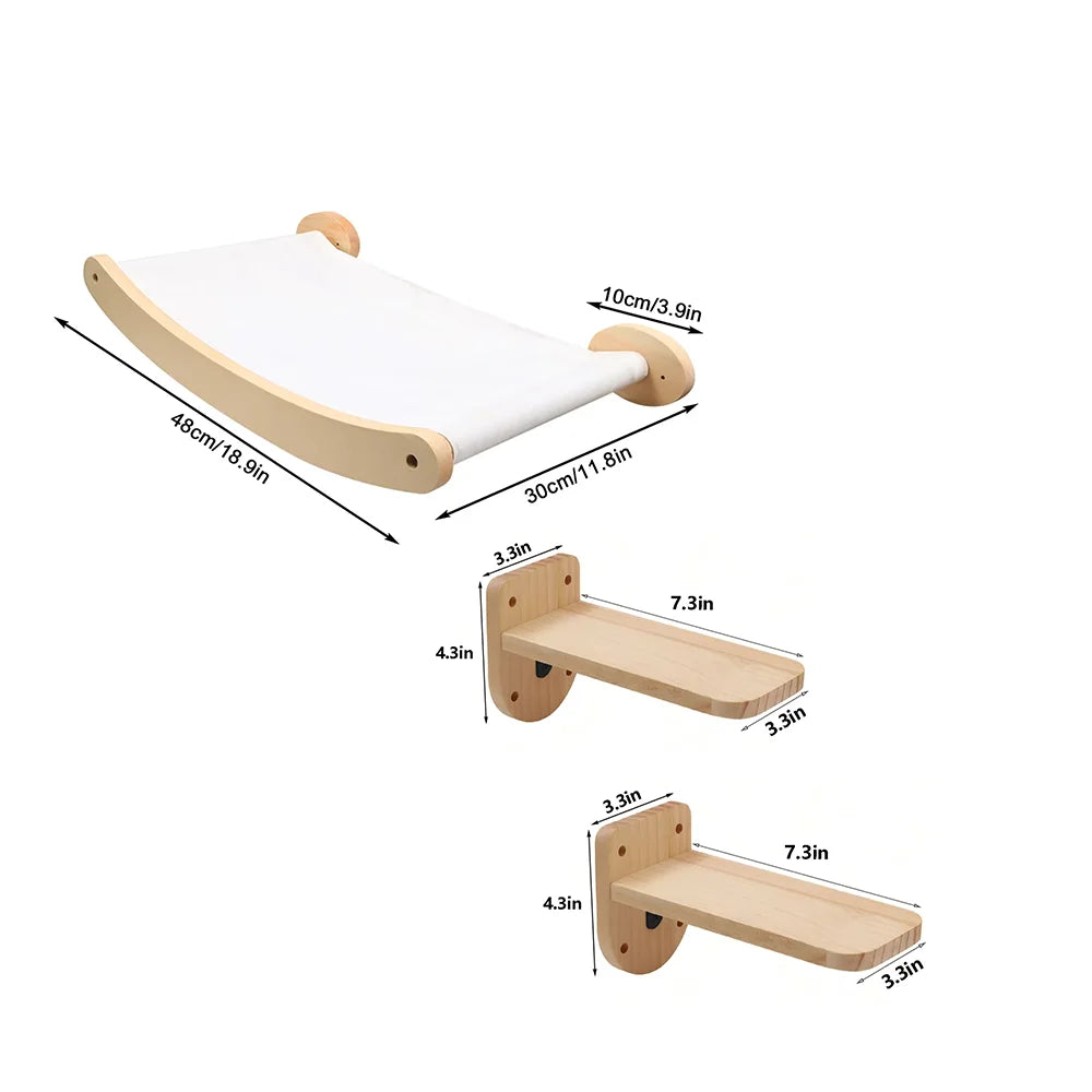 CWV Cat Wall Mounted Hammock And Stairway Climbing Shelf
