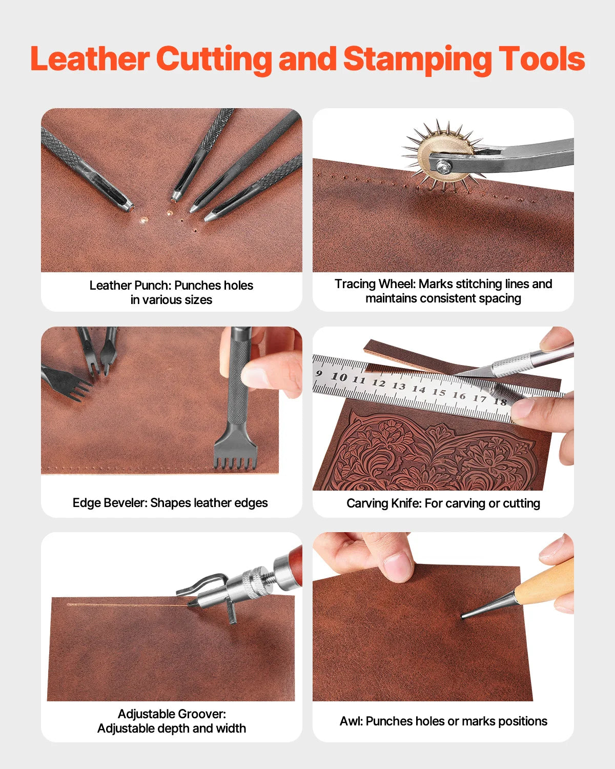 SucceBuy Leather Working Tools Kit 38/59/61/72/92 Piece Set