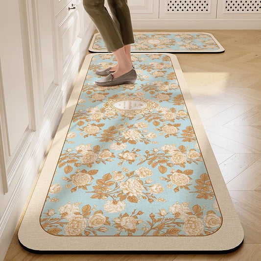 Facaishu PVC Leather Kitchen Floor Mat Waterproof Non Slip Rug