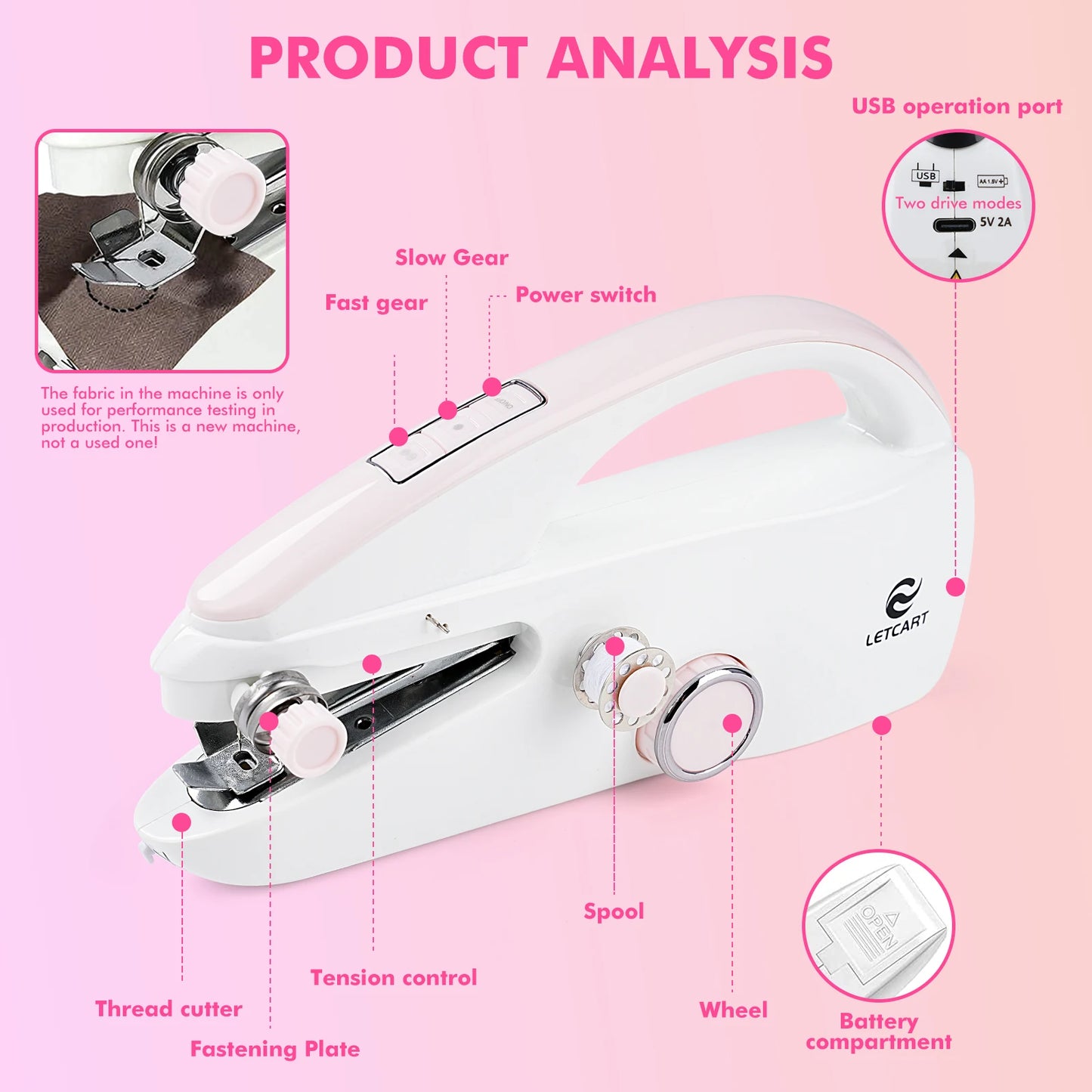 Mini Handheld Sewing Machine Portable Electric Sewing Machine with Sewing Kit for Needlework Practical Sewing Tool Kit Easy to Use