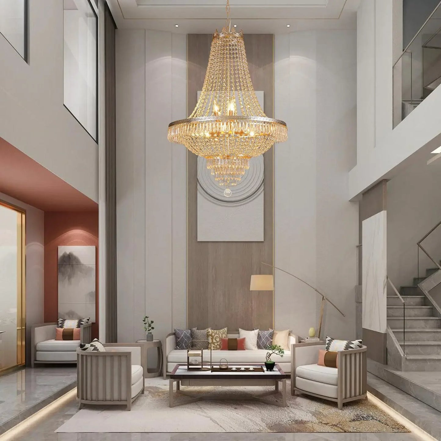 Bymaocar Luxury Crystal Chandelier Modern French Empire LED Ceiling Light