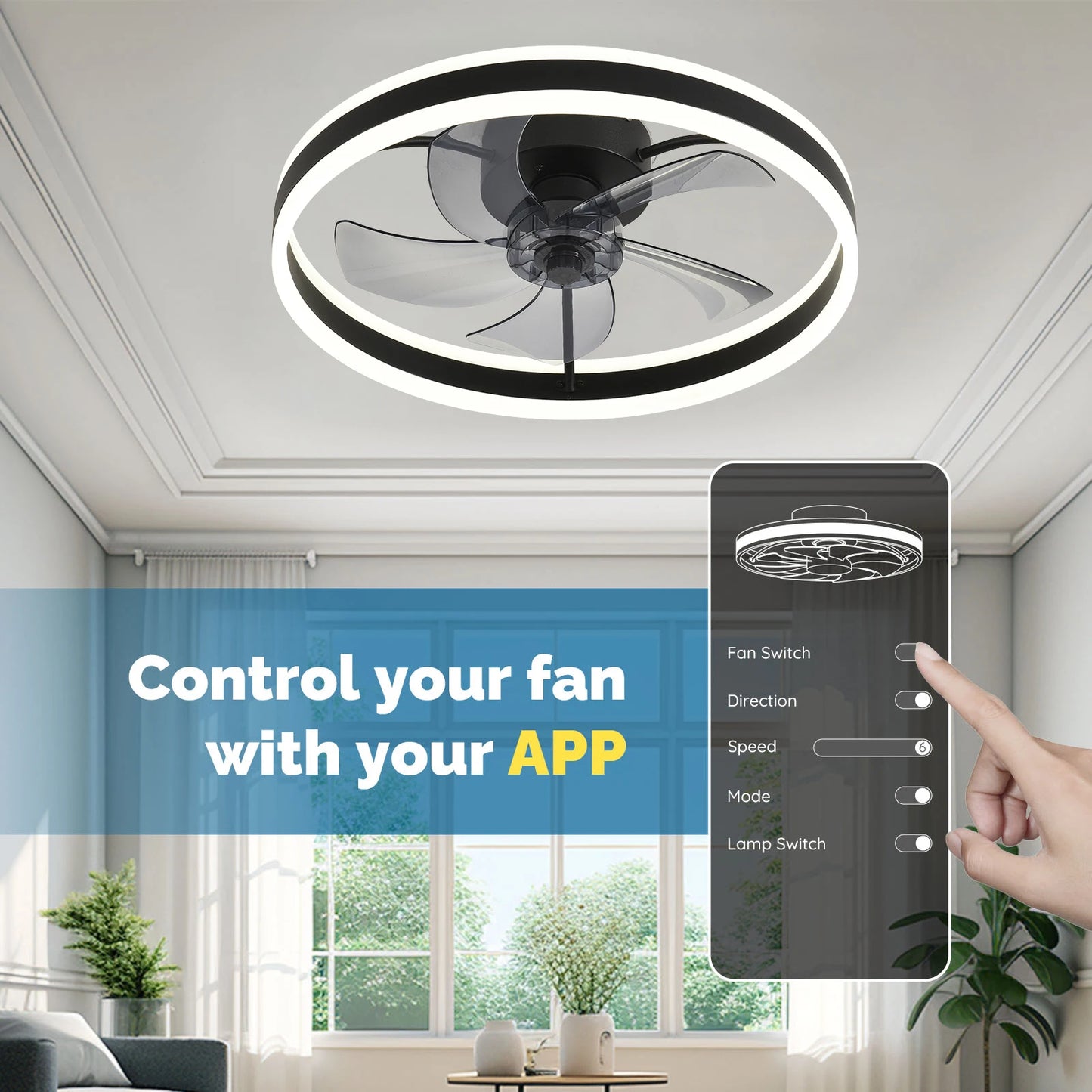 Orison Ceiling Fan With Remote Control Low Profile LED Dimmable