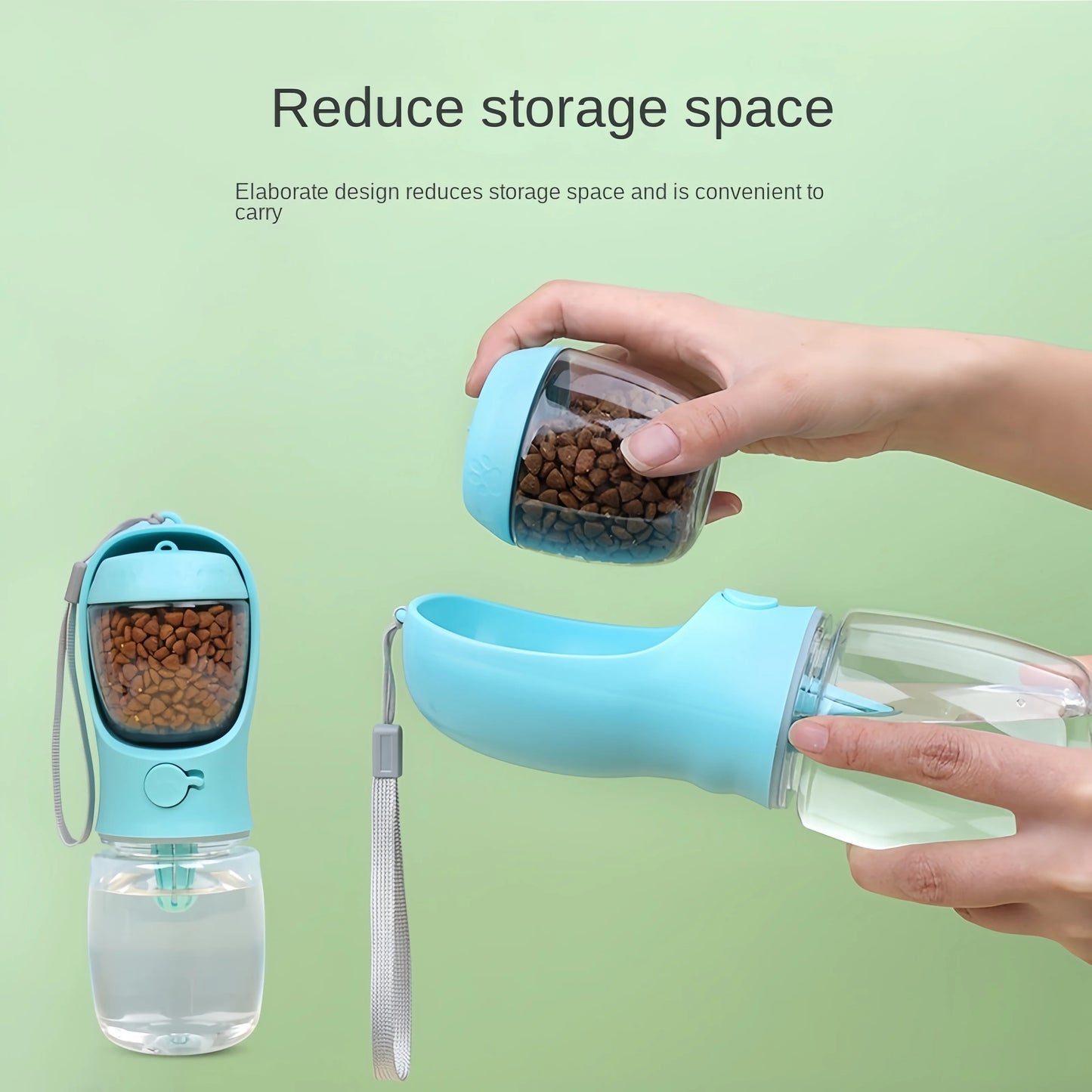 Portable Pet Water Bottle With Food Storage Dogs And Cats