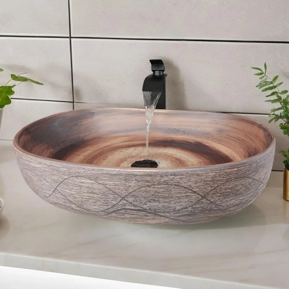 Mekkhalas Premium Ceramic Oval Vessel Sink For Home