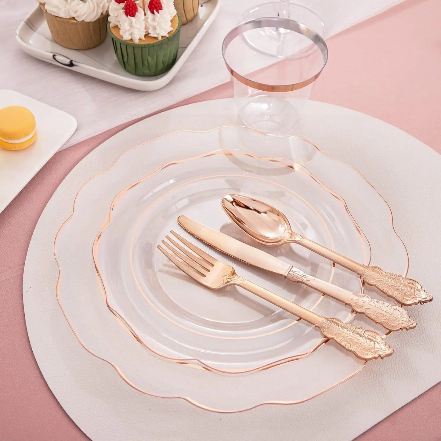 Disposable Dinnerware Set 350Pcs Plates Cups Napkins Cutlery Party