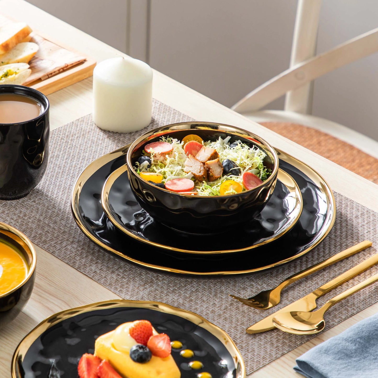 Malacasa Elegant Ceramic Dinnerware Set With Bowls And Plates