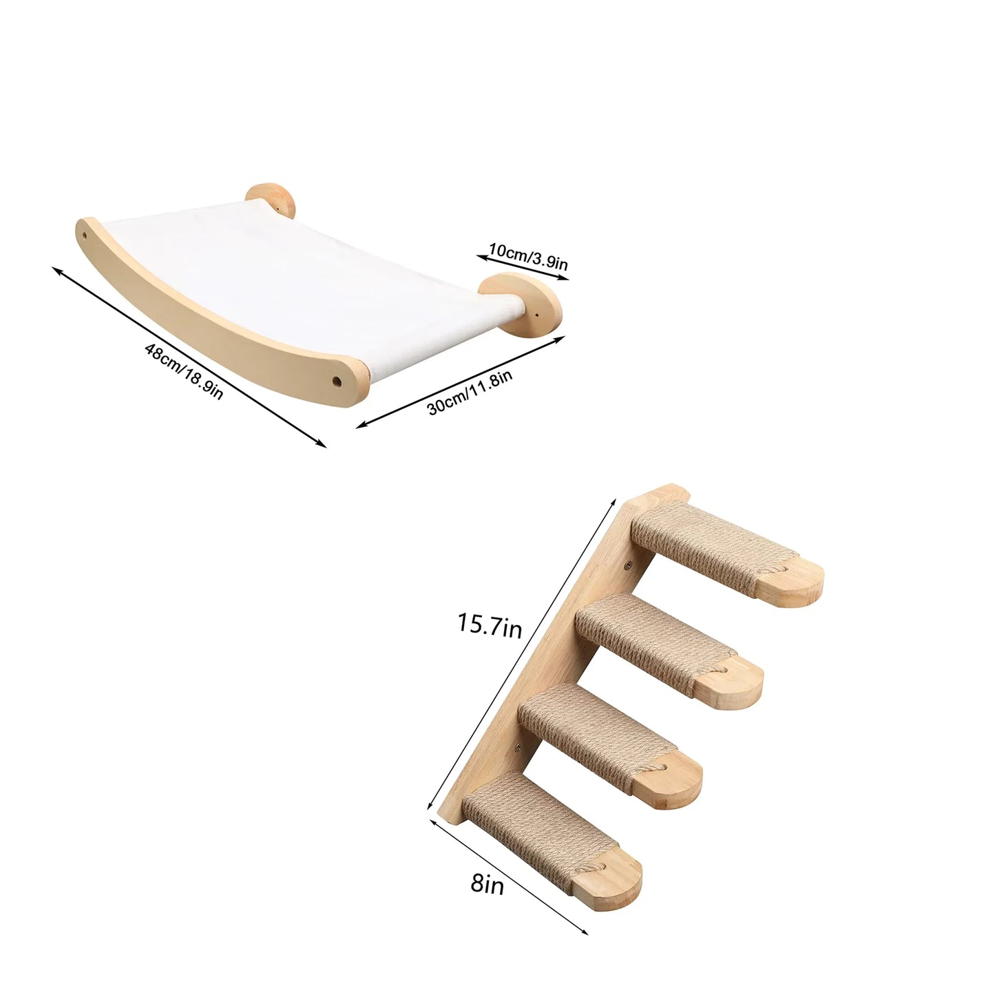 CWV Cat Wall Mounted Hammock And Stairway Climbing Shelf