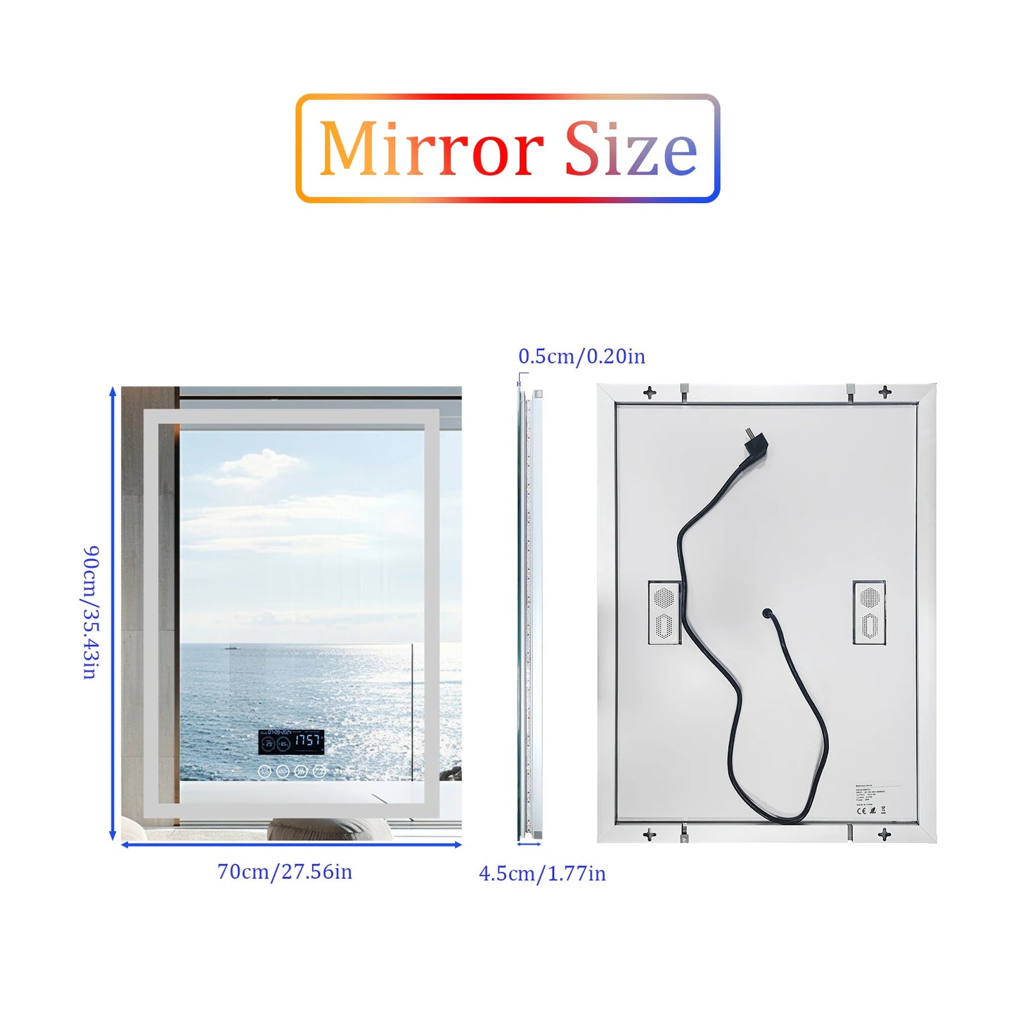 Luvodi Bluetooth Illuminated Bathroom Mirror With Digital Clock And Defog