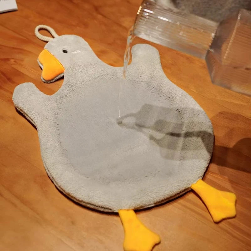 Cartoon Goose Hand Towel Polyester Cotton Hanging Absorbent Kitchen And Bathroom