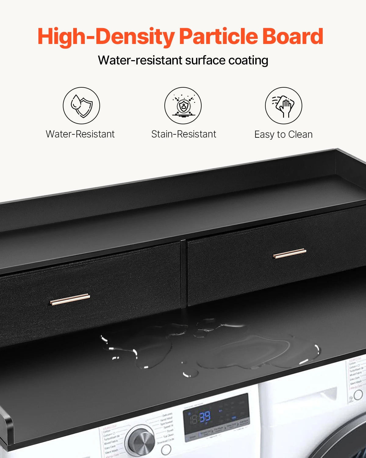 SucceBuy Washer Dryer Countertop With Storage Shelf
