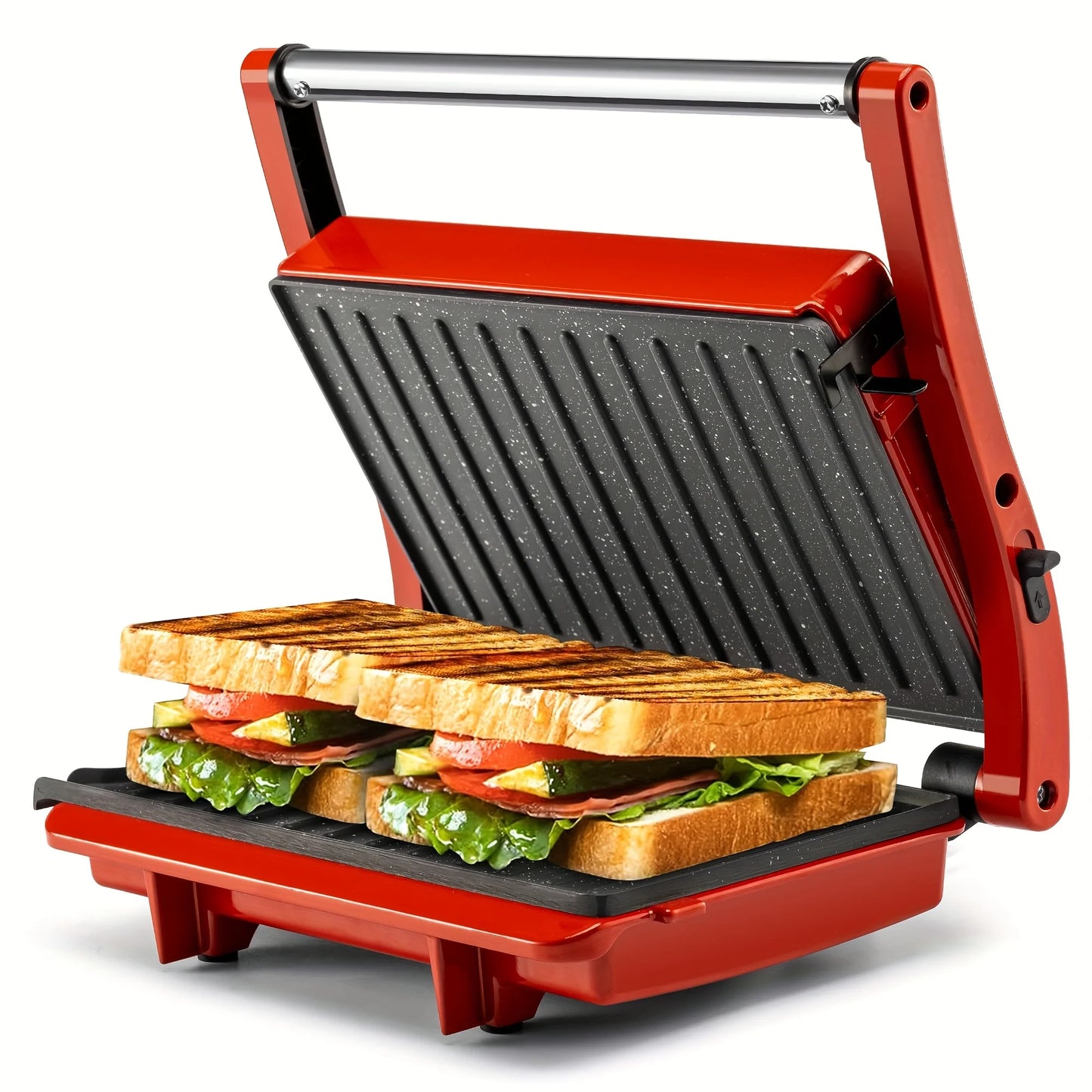 3-In-1 Electric Indoor Grill Panini Press With Nonstick Plates