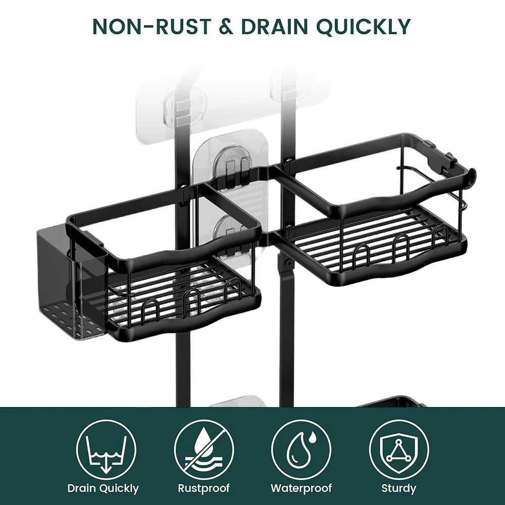 No Drilling Metal Double Layer Shelf 40Lbs Rustproof For Bathroom