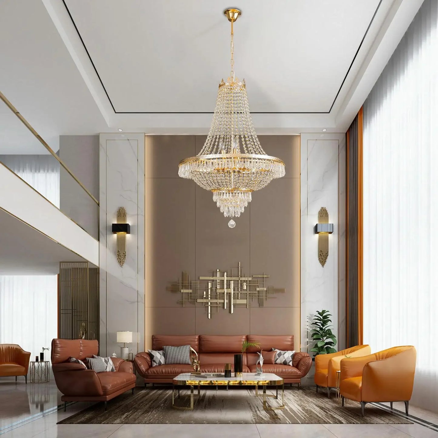 Bymaocar Luxury Crystal Chandelier Modern French Empire LED Ceiling Light