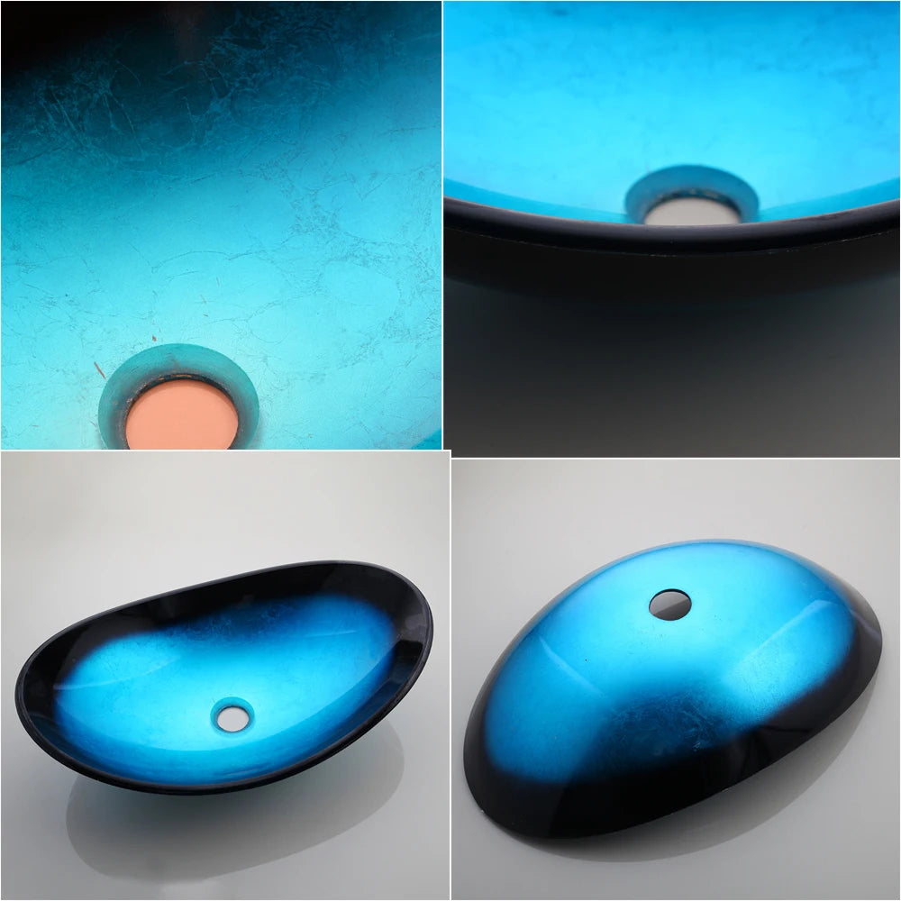 Mekkala Tempered Glass Vessel Bathroom Sink With Countertop Basin