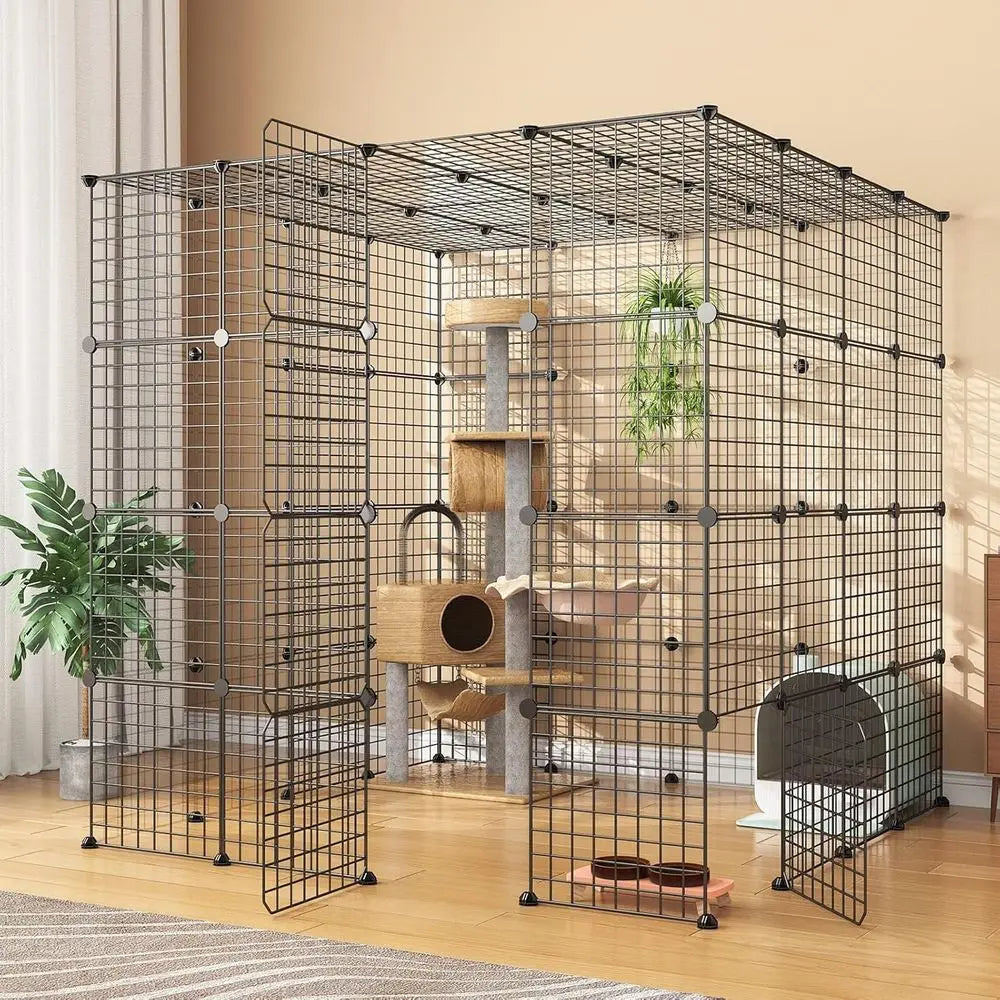 Detachable Metal Wire Cat Kennel With Exercise Enclosure