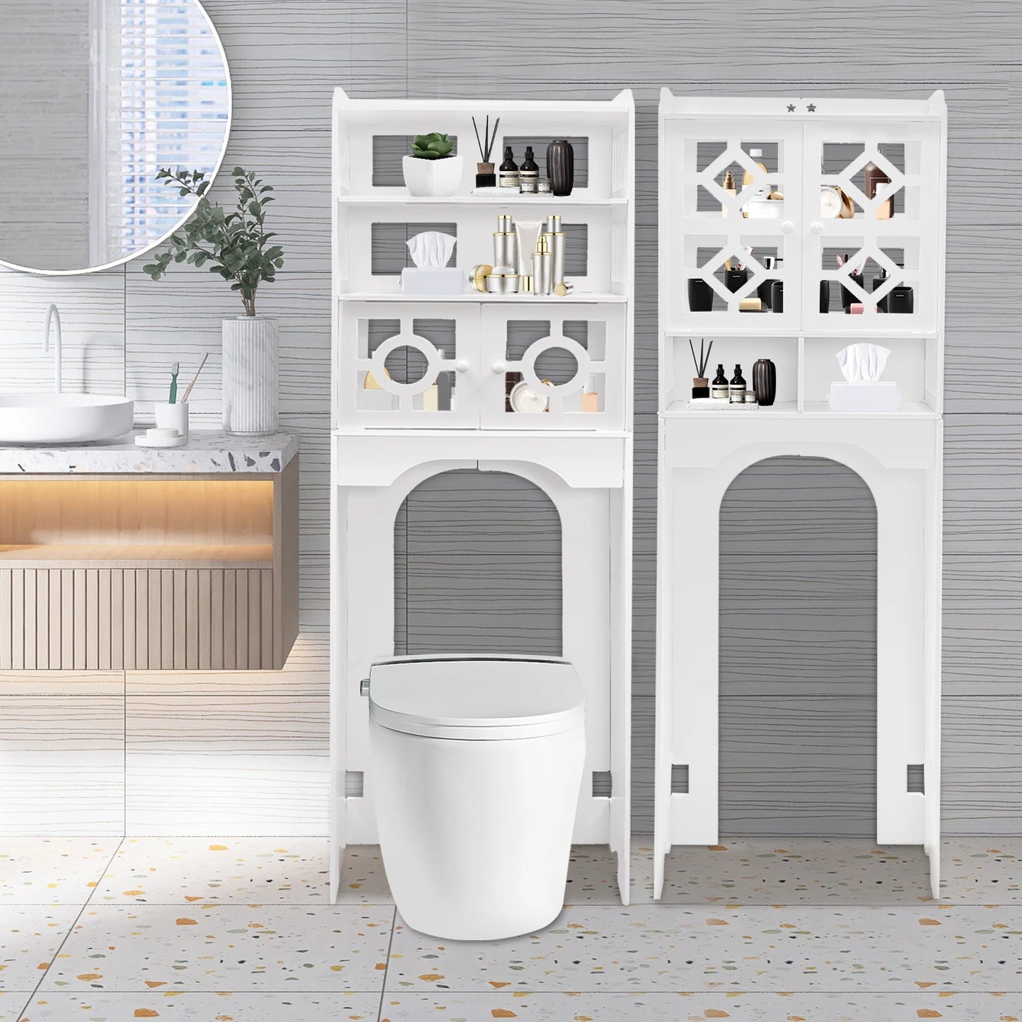 Bathroom Over Toilet Storage Cabinet Four Tier Pvc Organizer