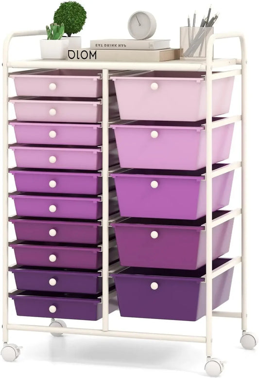 15 Drawer Rolling Storage Cart For Craft, Office And School