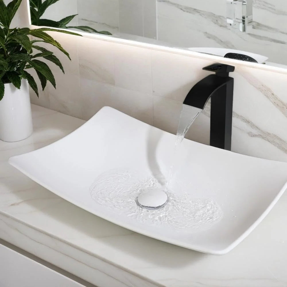 Mekkhal Stone Resin Above Counter Vessel Sink With Drain