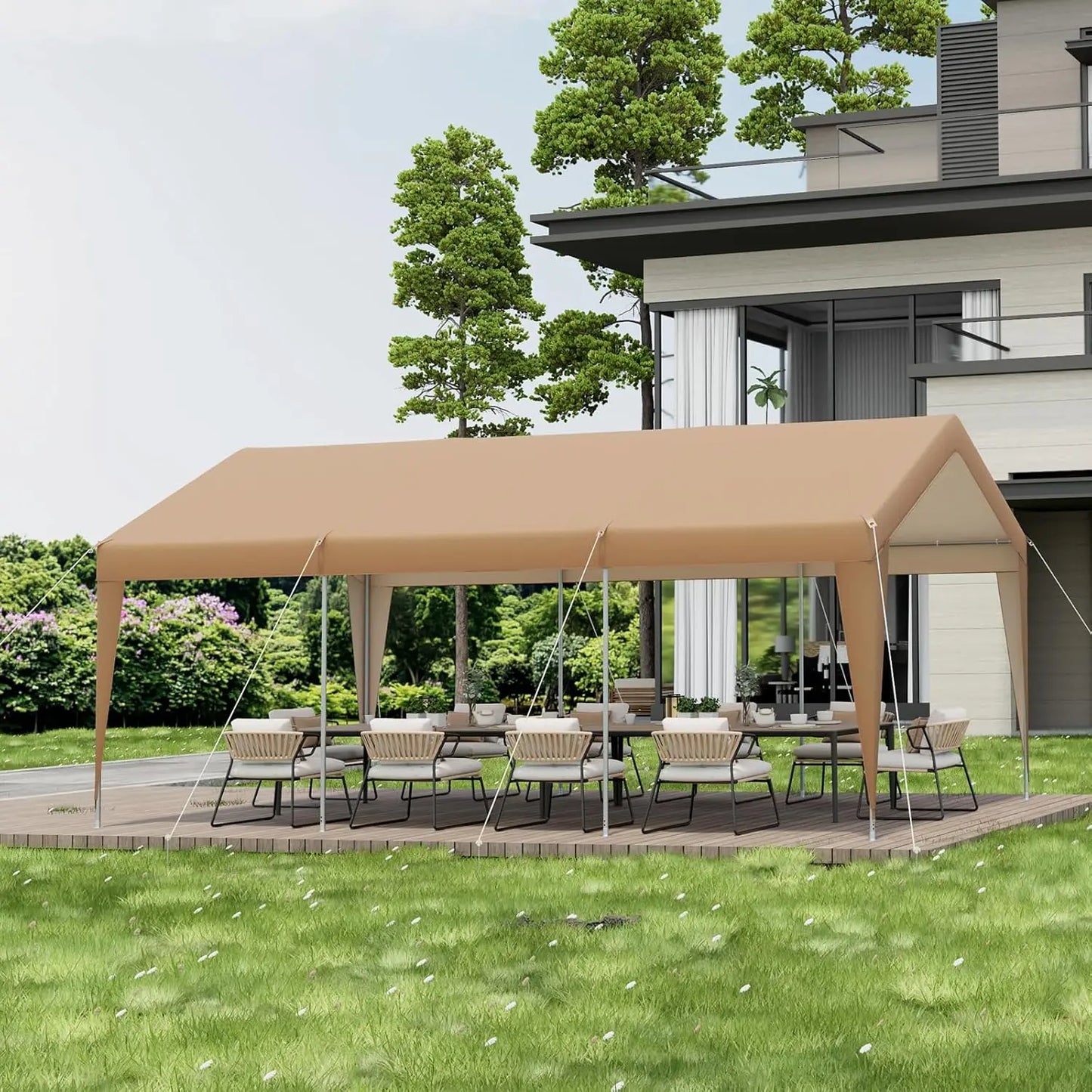 Heavy Duty Carport Shelter With 180g PE Canopy And Steel Frame