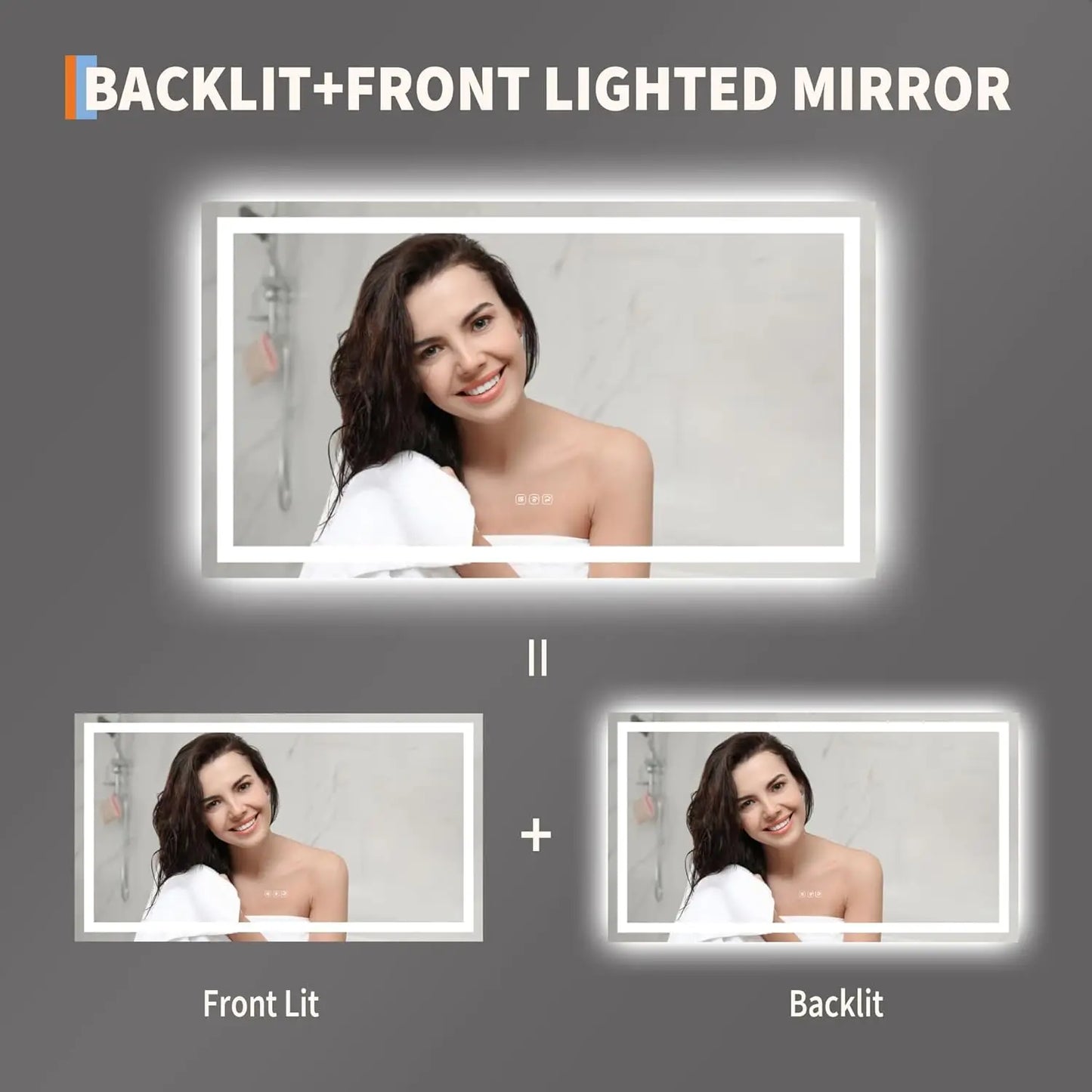 TWISTER.CK LED Bathroom Mirror With Memory Front And Back Lighting