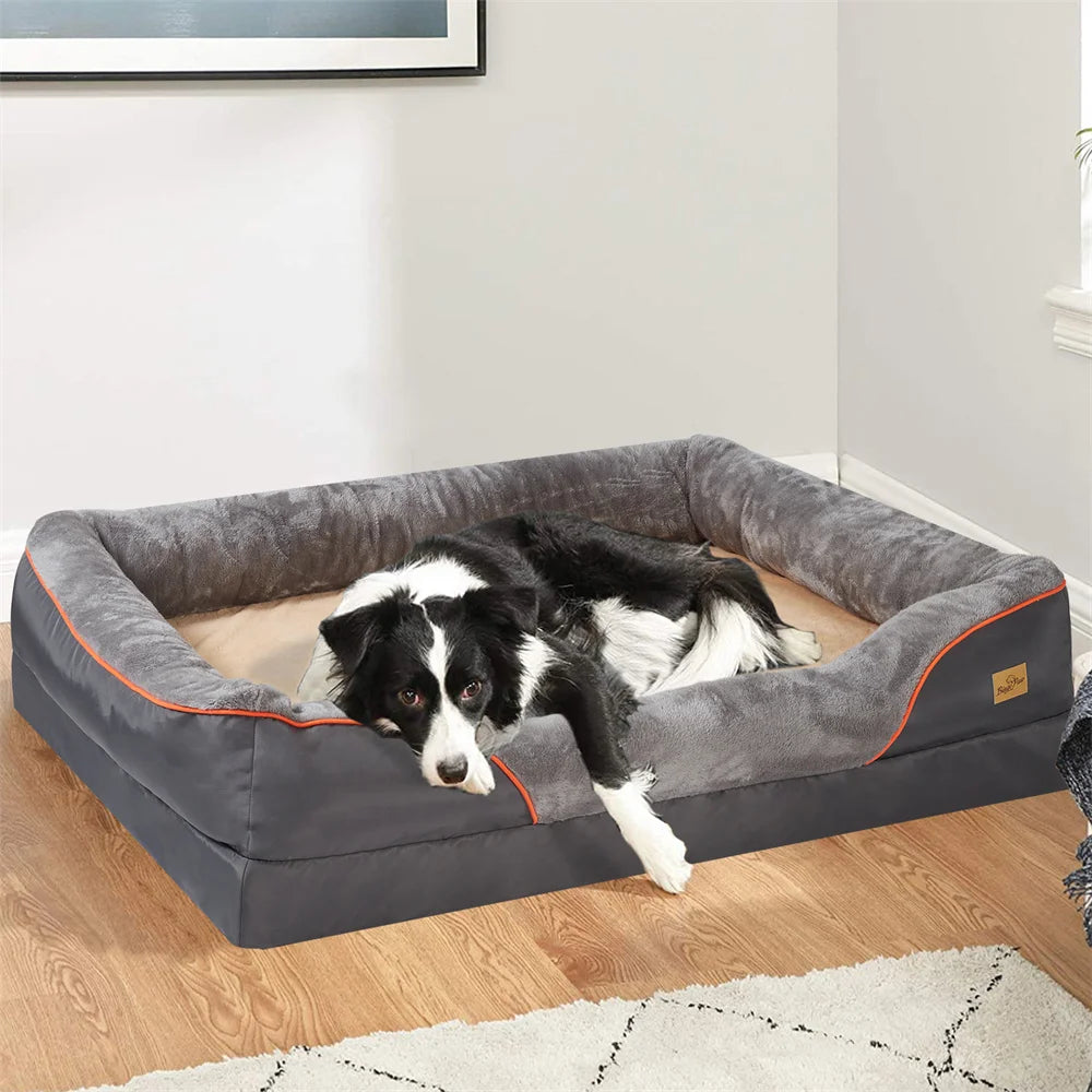 BORWART CN Orthopedic Memory Foam Dog Bed Waterproof Removable Cover