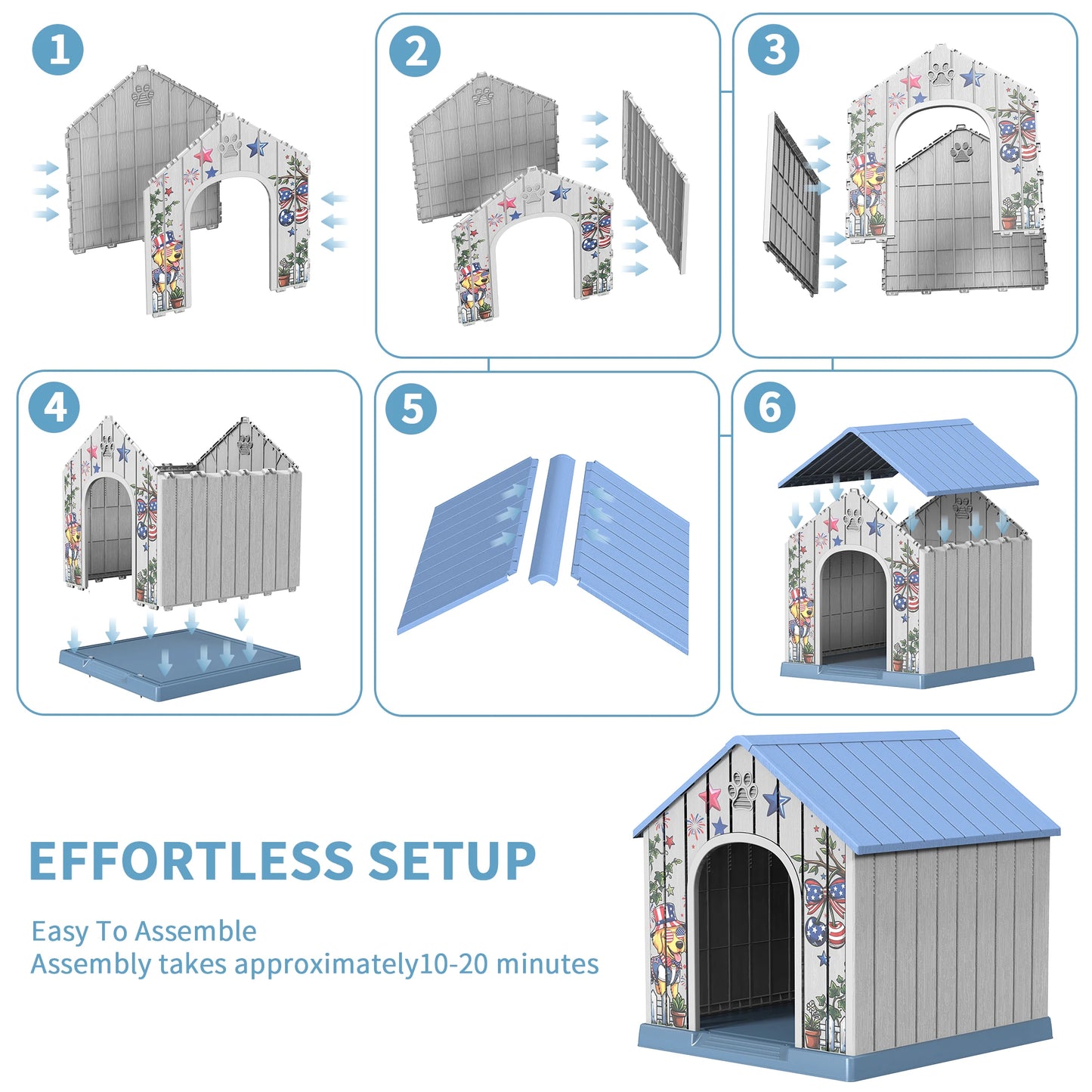 Weatherproof Plastic Outdoor Dog House With Spacious Interior