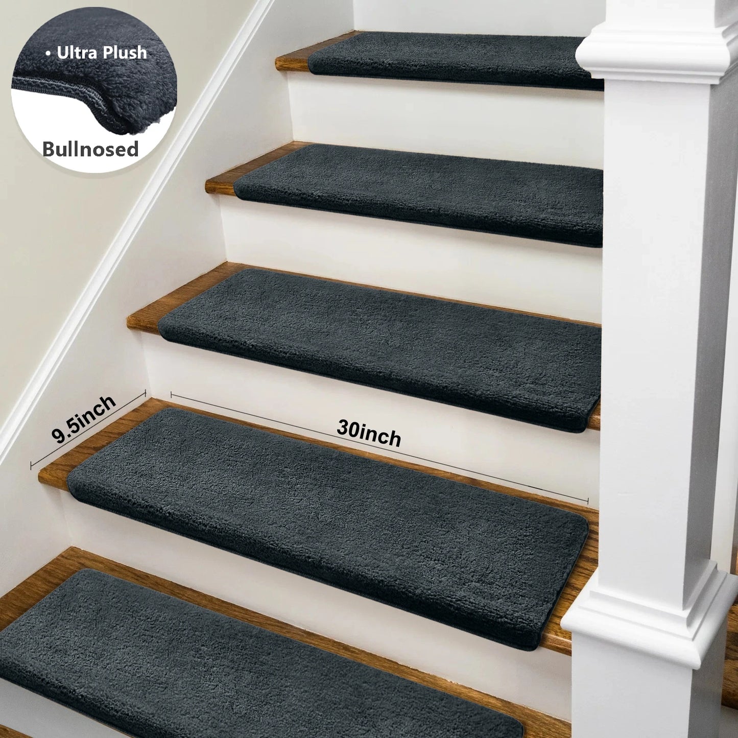 Bullnose Non Slip Stair Treads Self Adhesive Carpet Mats