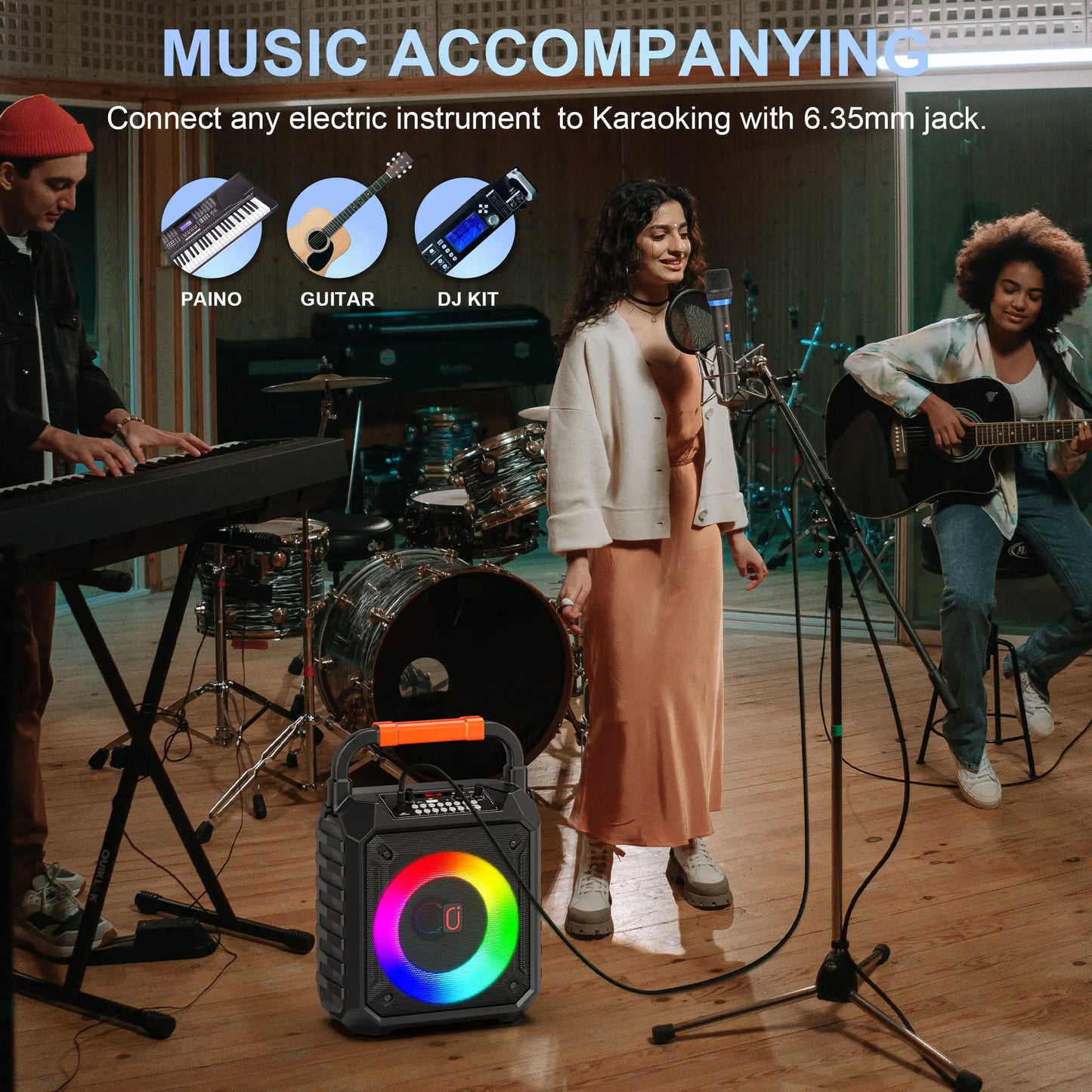 FanFun Wireless Bluetooth Karaoke Speaker With Dual Microphones