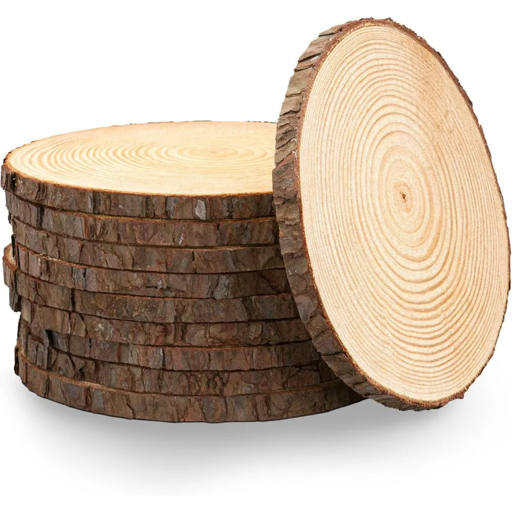 Unfinished Wood Slices Set For Centerpieces 12 Pack