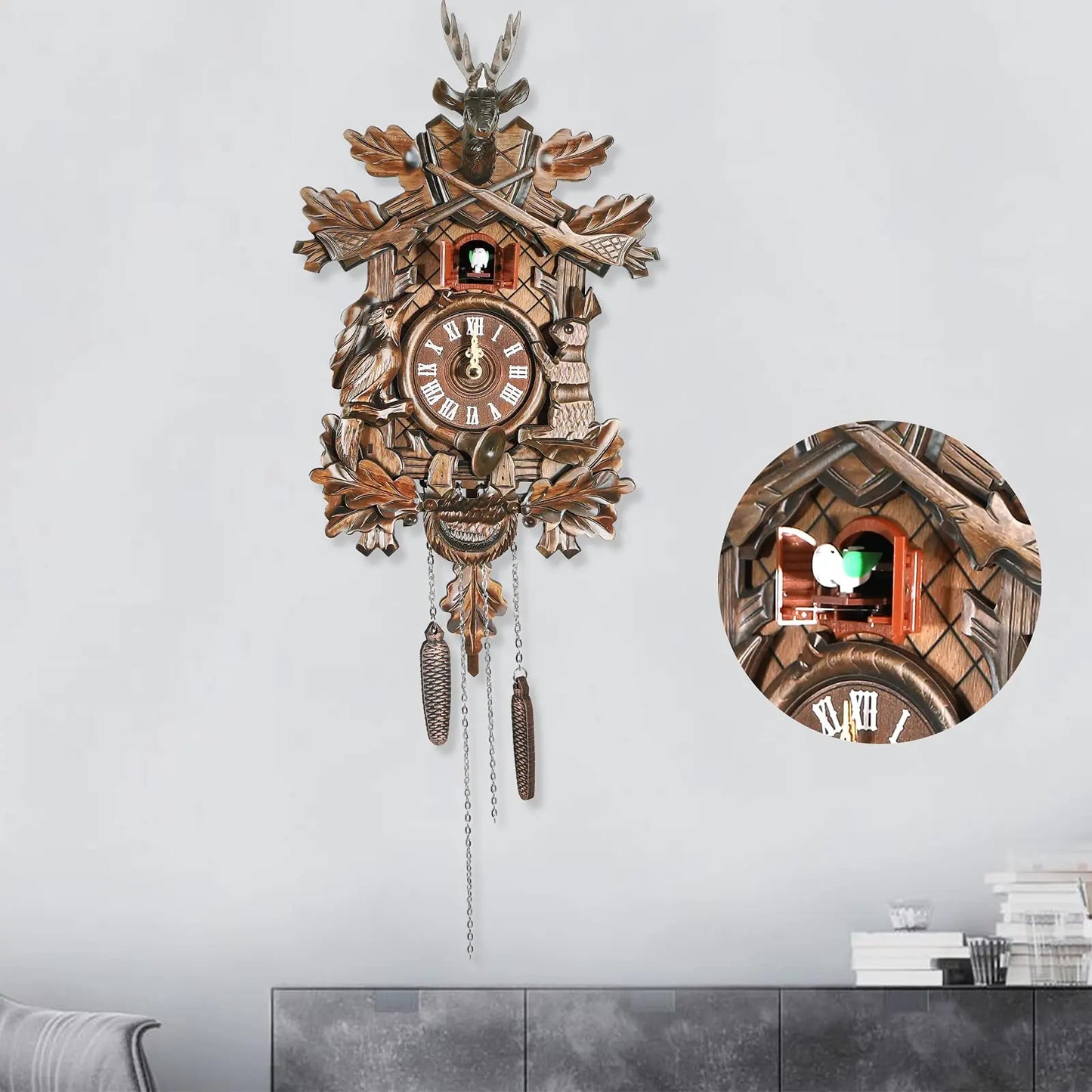Black Forest Cuckoo Clock, German Traditional Wall Clock Design