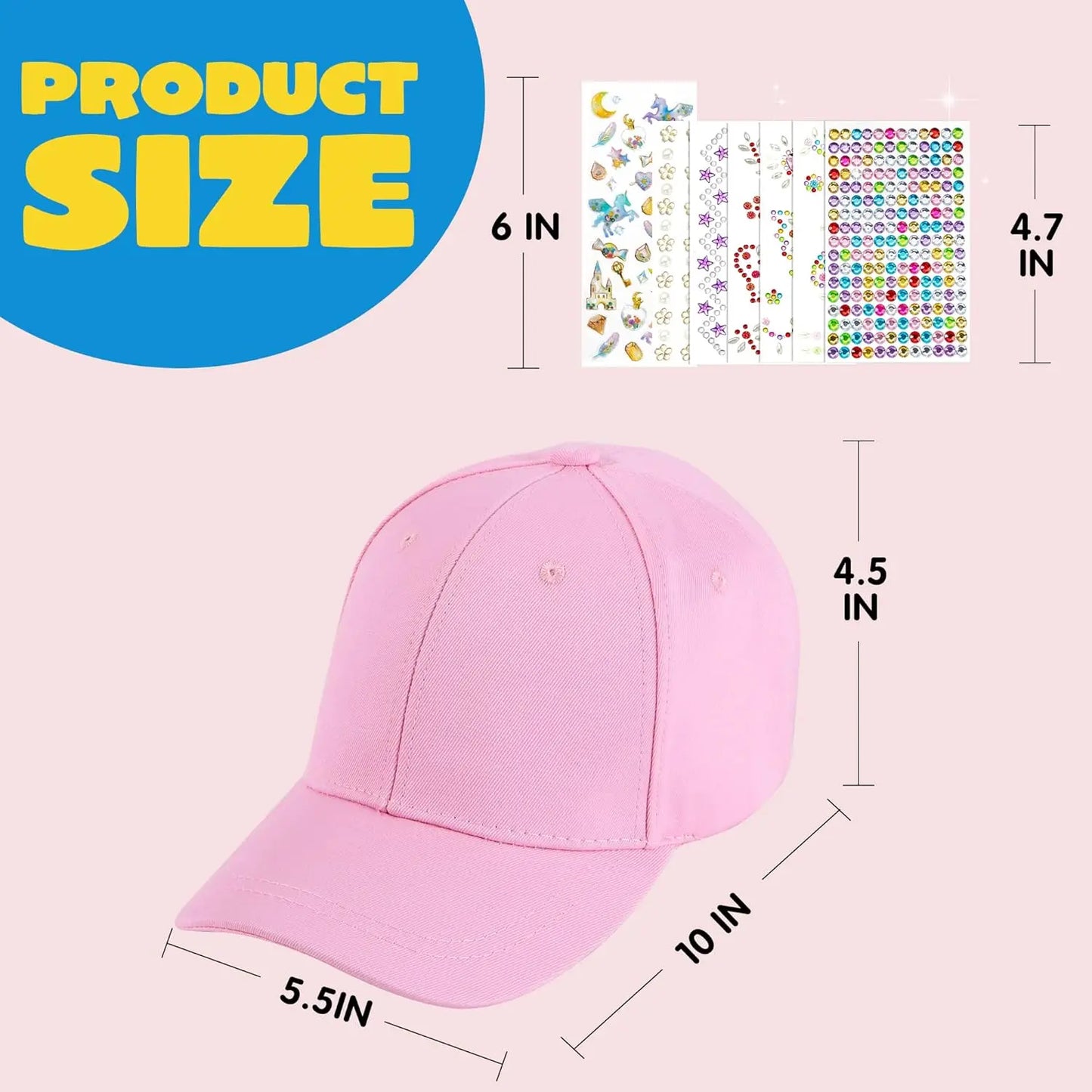Joyfy Decorate Your Own Baseball Cap Art Kit With Gems And Stickers