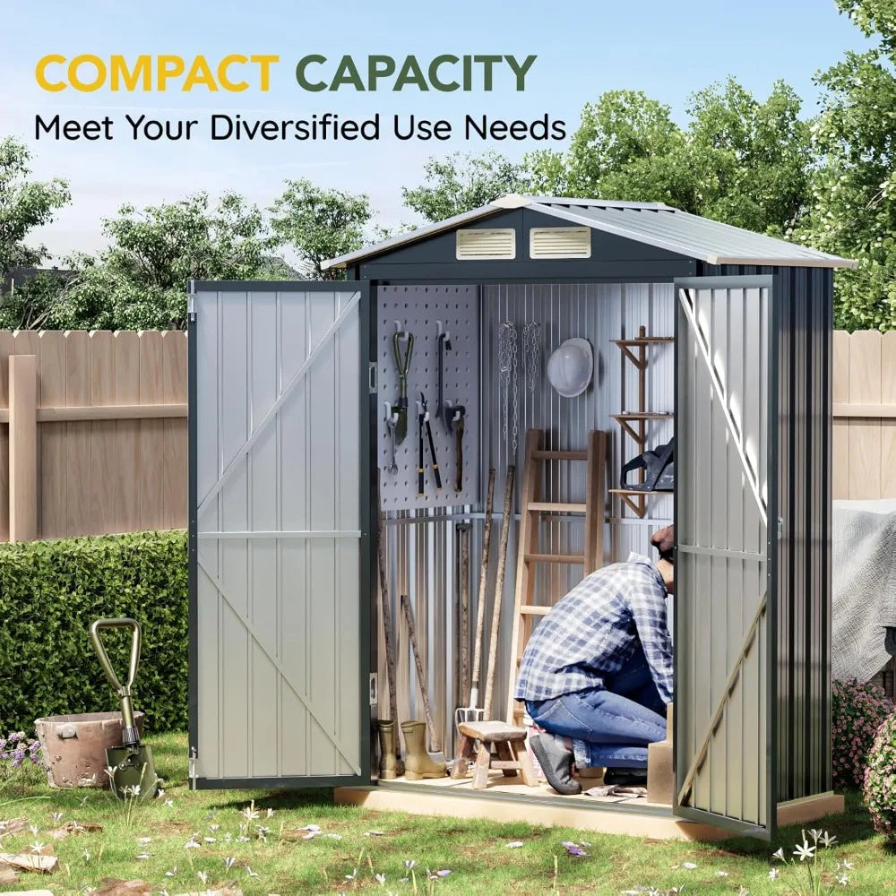 Vertical Outdoor Steel Storage Shed with Lockable Doors