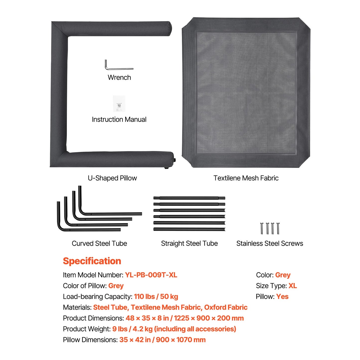 SucceBuy Elevated Dog Bed With Aluminum Frame And Textilene Mesh