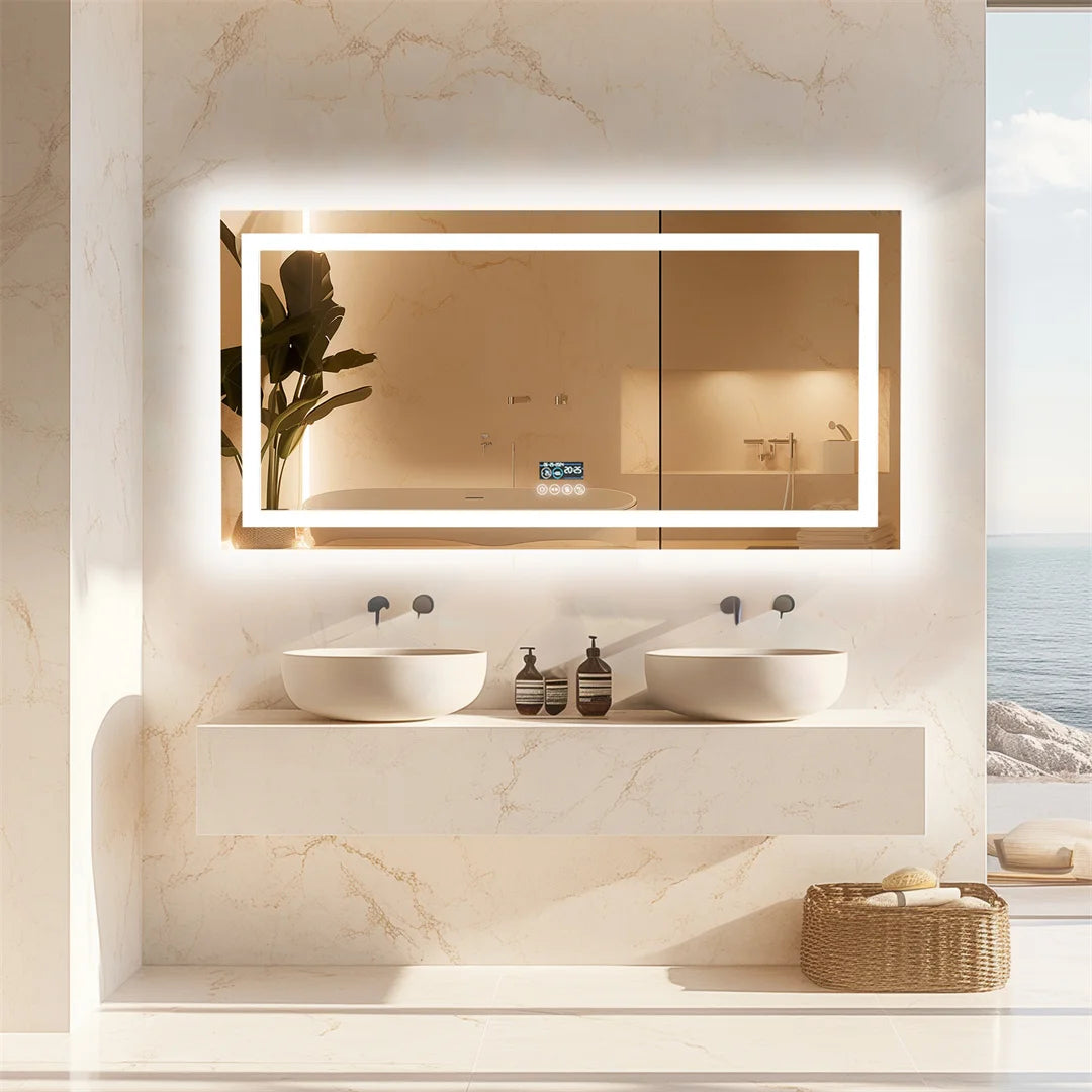 LUVODI Bluetooth LED Bathroom Mirror With Defog And Speaker