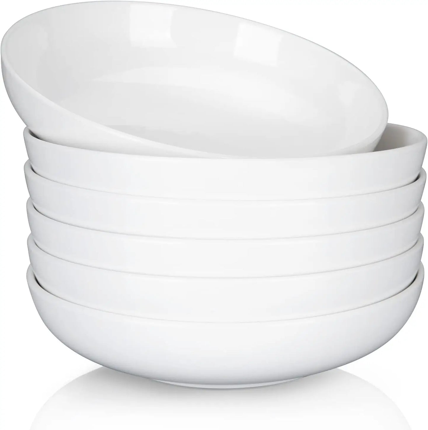 Porcelain Pasta Bowls Set 6 Pack Ceramic Dinnerware