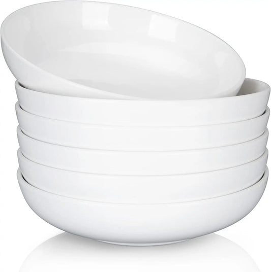 Porcelain Pasta Bowls Set 6 Pack Ceramic Dinnerware